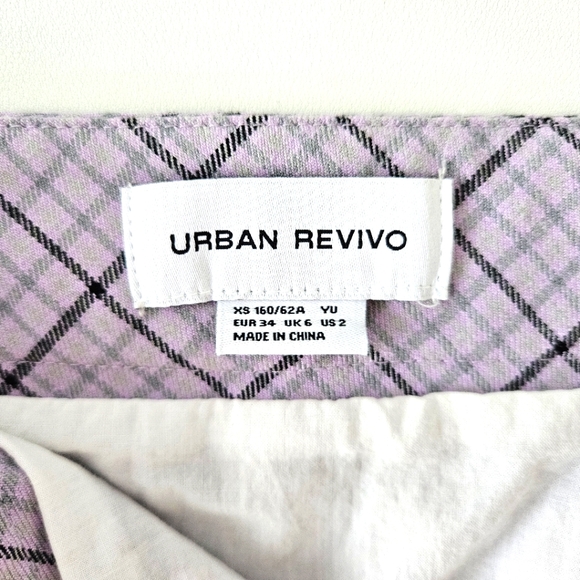 Urban Revivo Plaid Mini Skirt, Purple, Size XS - Picture 5 of 6